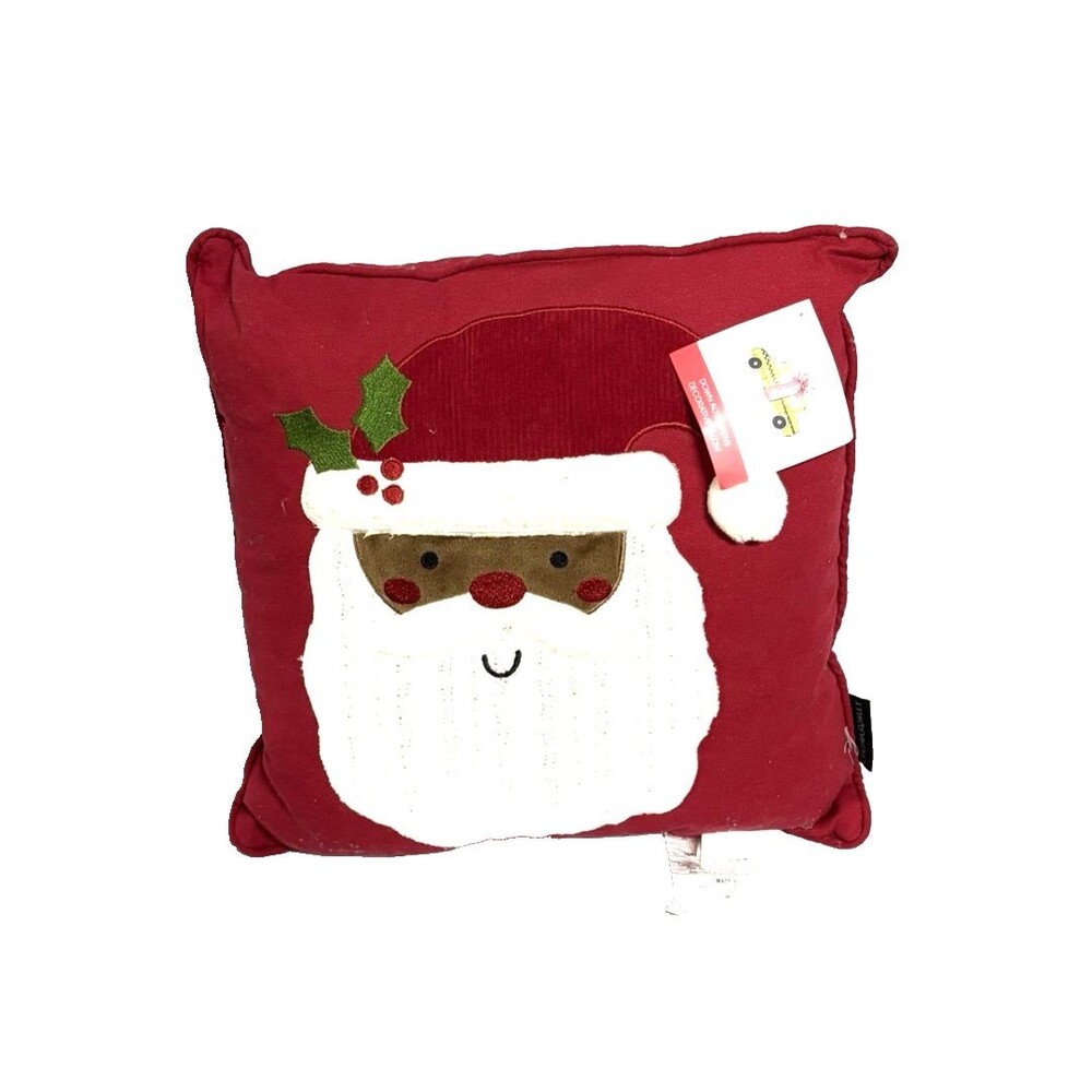 Cynthia Rowley Christmas Holiday Santa Square 14x14” Red / White Pillow